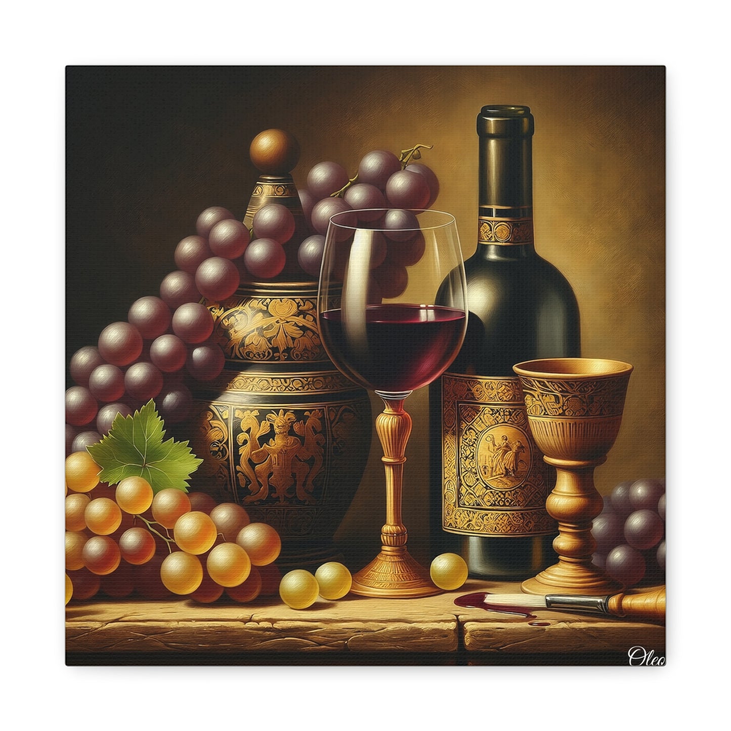🎨 "Vintage Elegance" Canvas Print: A Classical Still Life Masterpiece 🍇