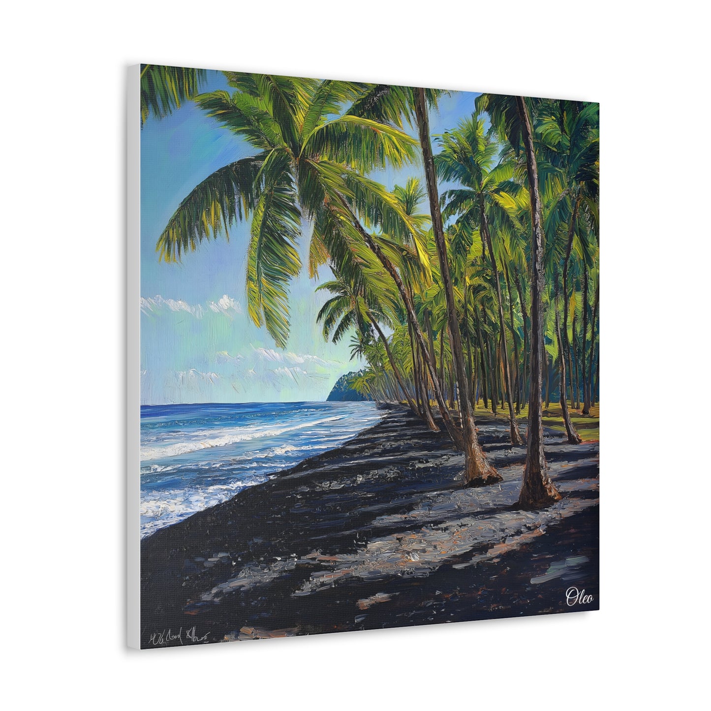 Tropical Paradise Oil Painting Print - Black Sand Beach