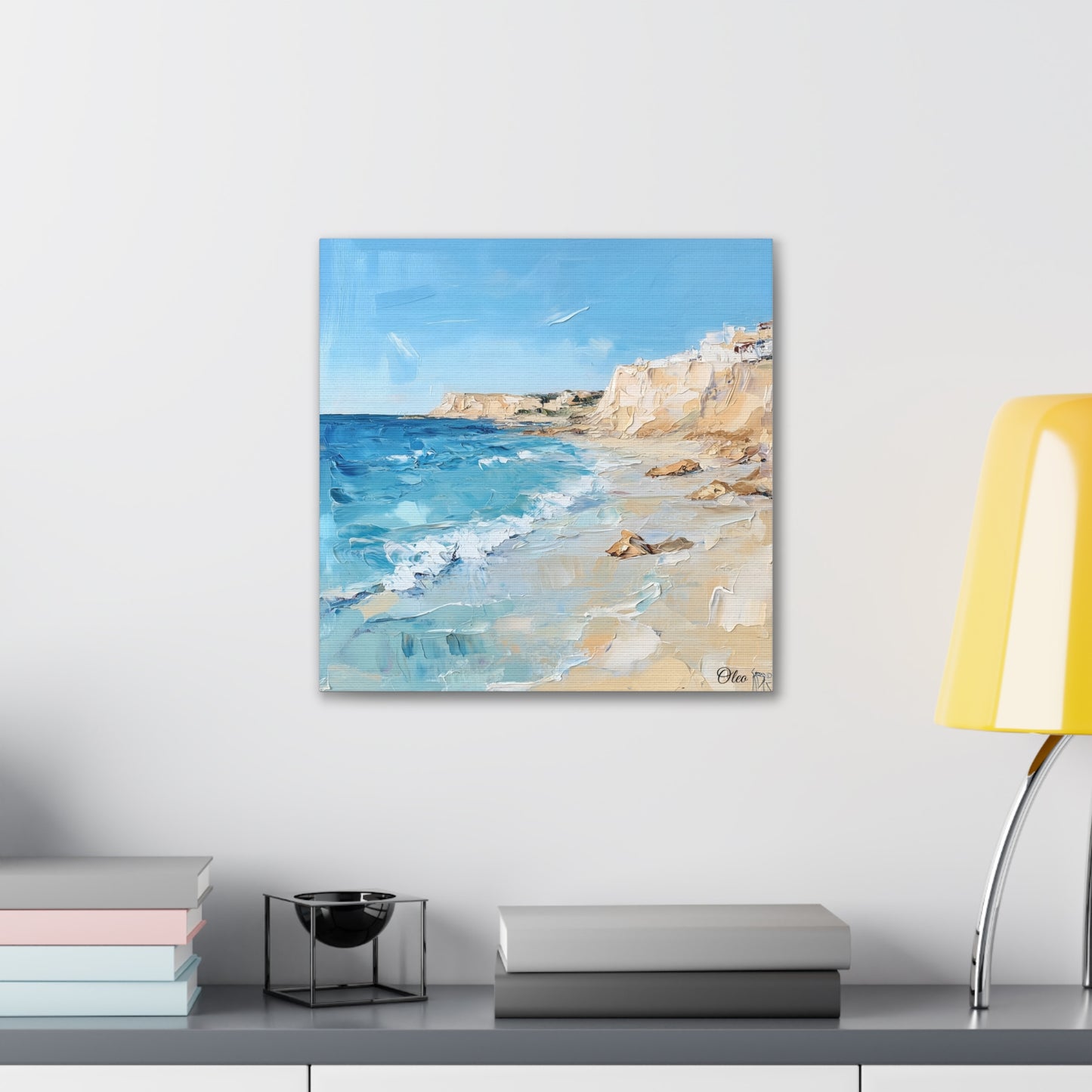 Serene Mediterranean Coastal Oil Painting Print