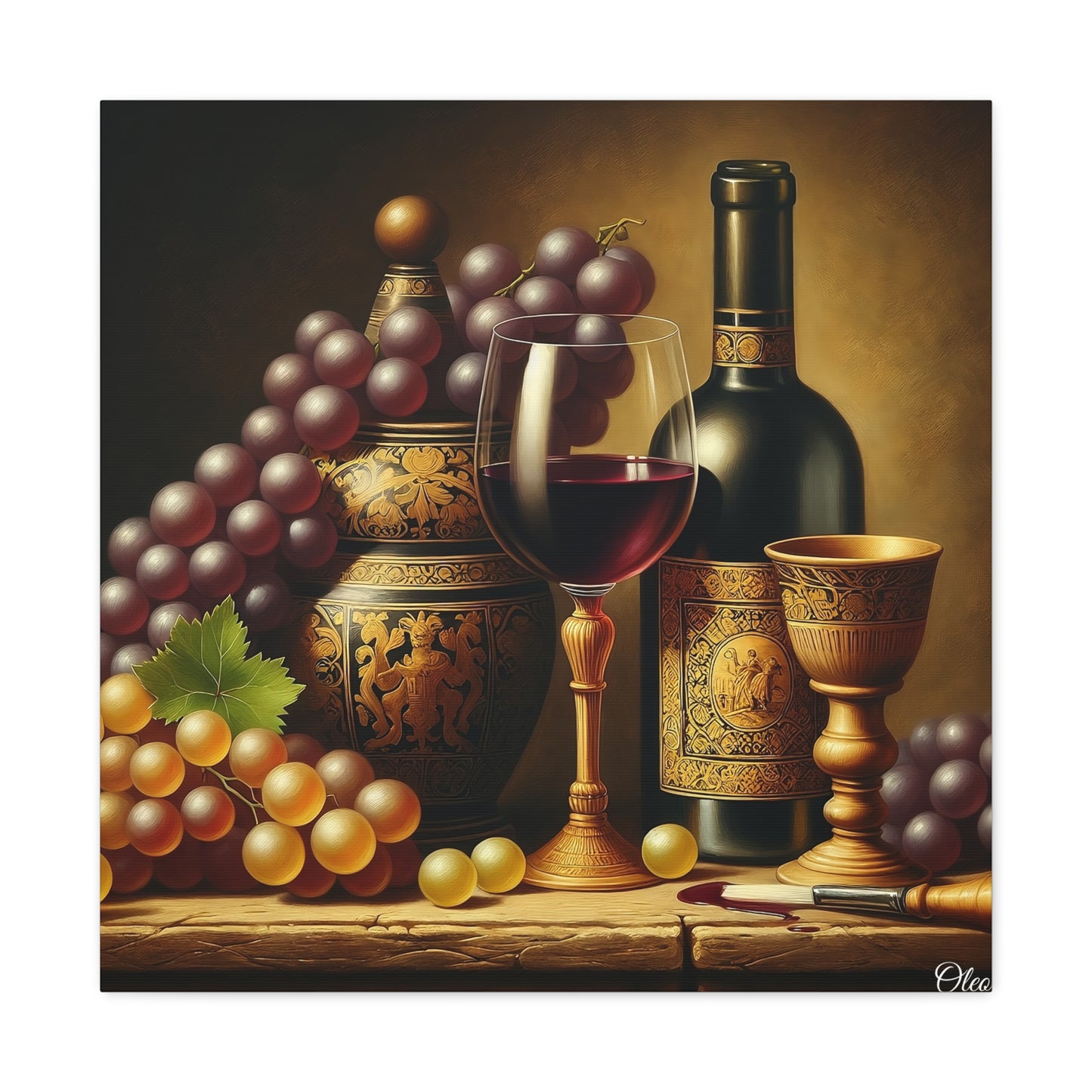 🎨 "Vintage Elegance" Canvas Print: A Classical Still Life Masterpiece 🍇