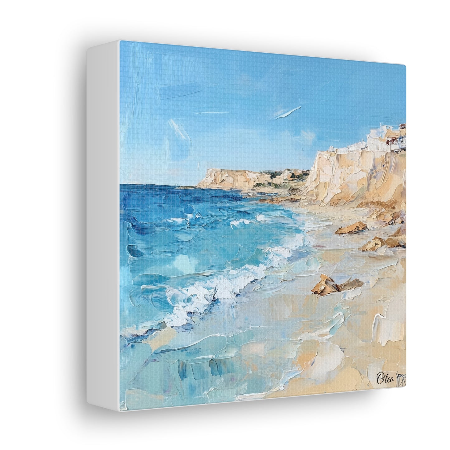 Serene Mediterranean Coastal Oil Painting Print