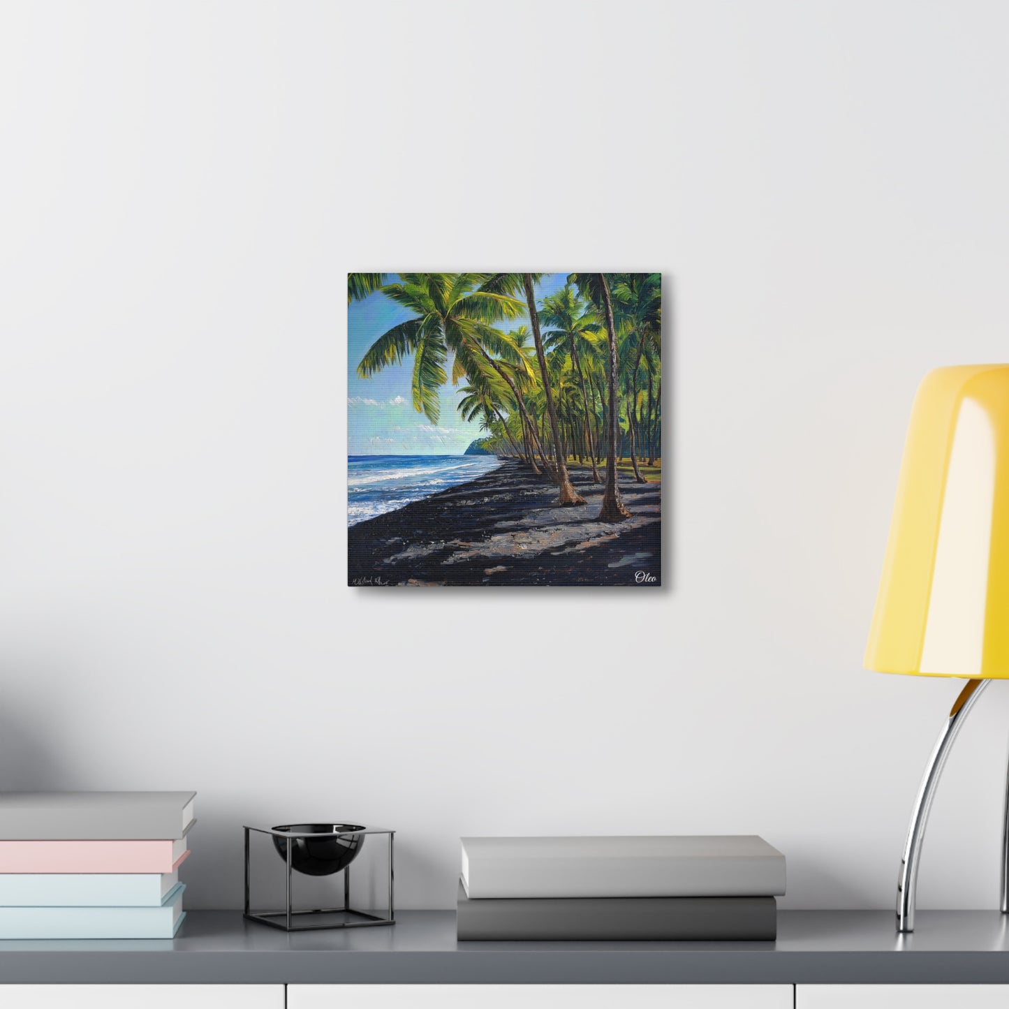 Tropical Paradise Oil Painting Print - Black Sand Beach