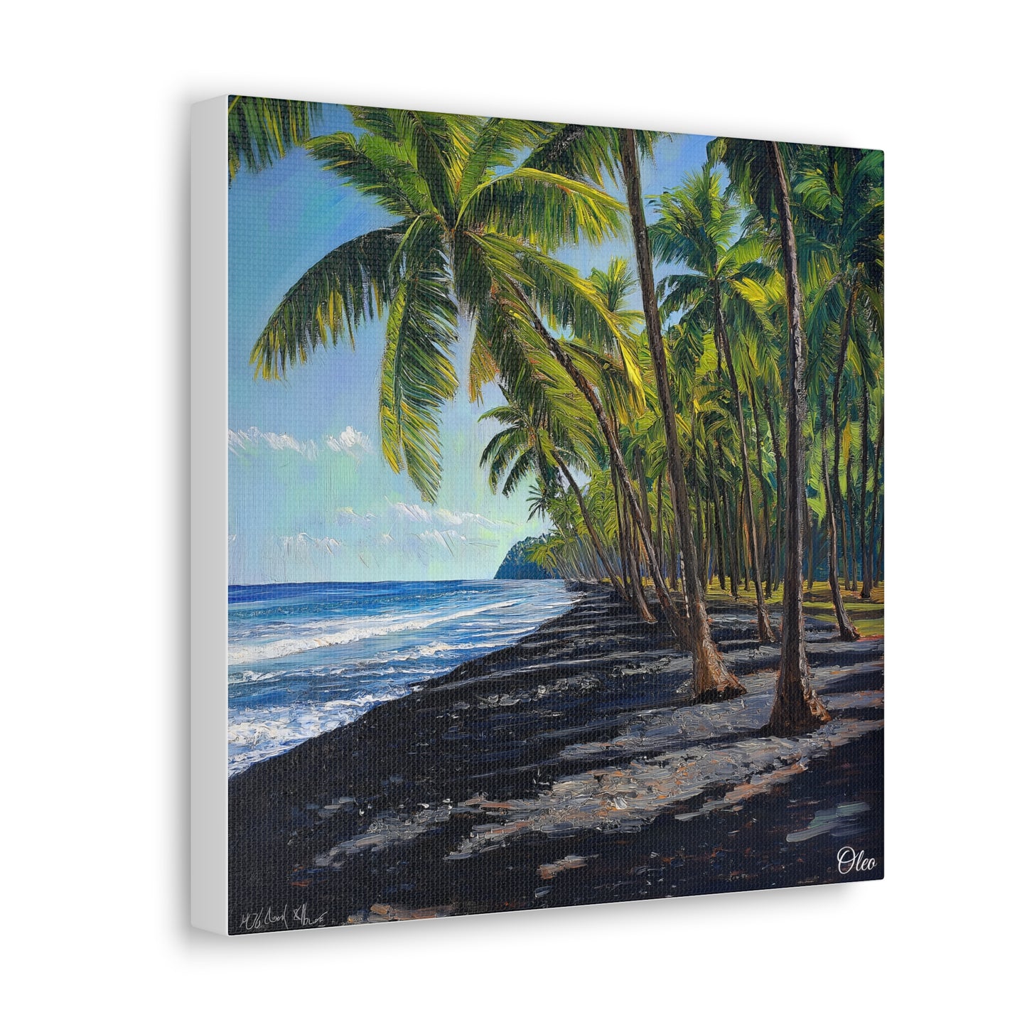 Tropical Paradise Oil Painting Print - Black Sand Beach