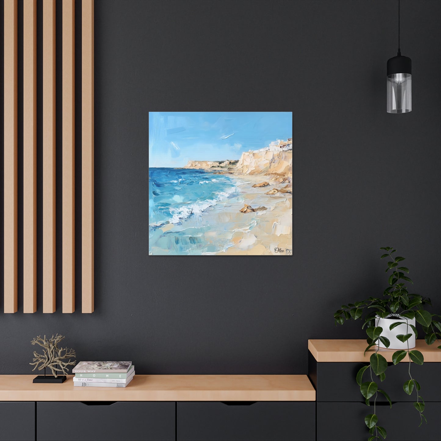 Serene Mediterranean Coastal Oil Painting Print