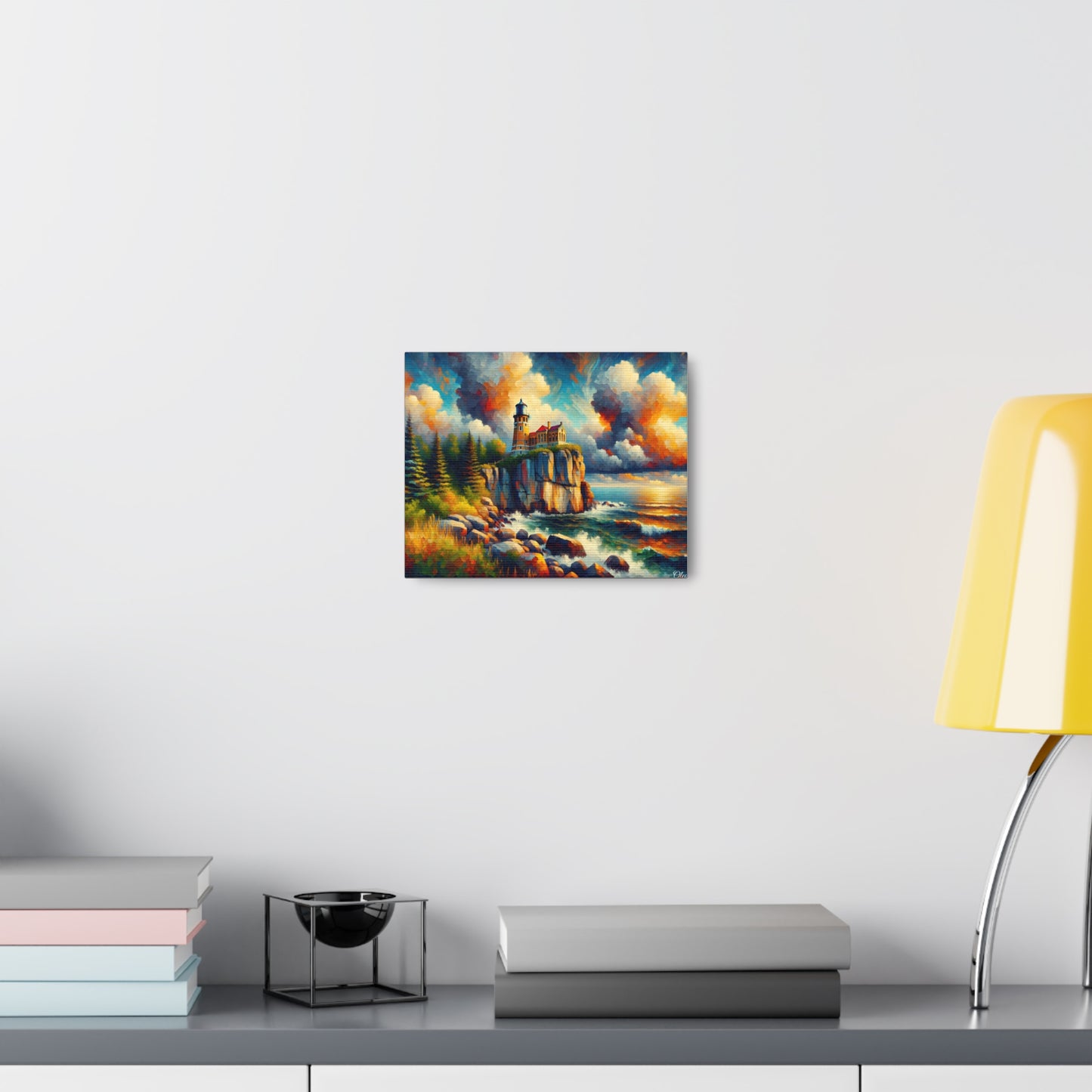 Canvas Print: Eternal Beacon - An Impressionist Tribute to Split Rock Lighthouse