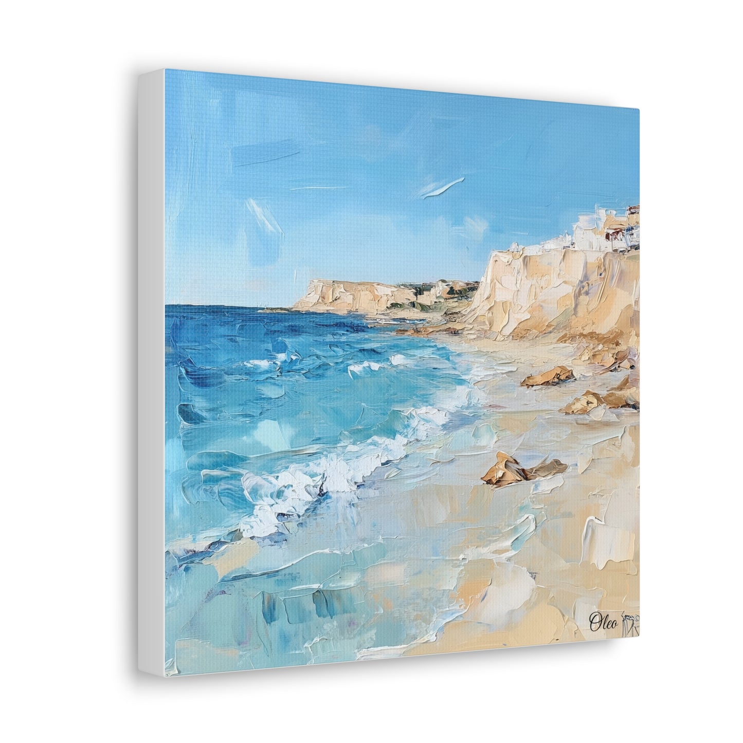 Serene Mediterranean Coastal Oil Painting Print