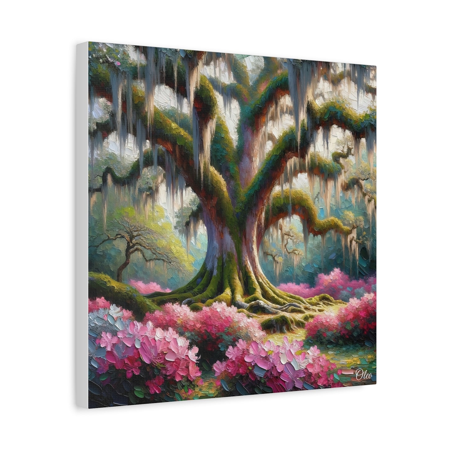 Majestic Oaks and Azaleas Oil Painting Canvas Print
