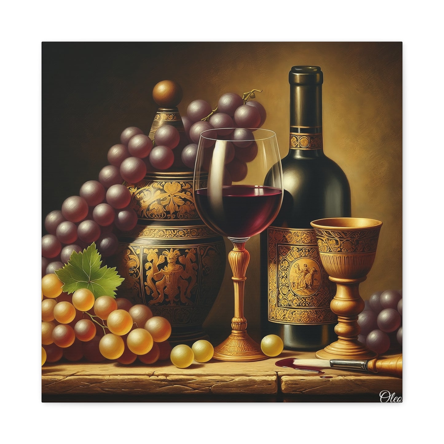 🎨 "Vintage Elegance" Canvas Print: A Classical Still Life Masterpiece 🍇