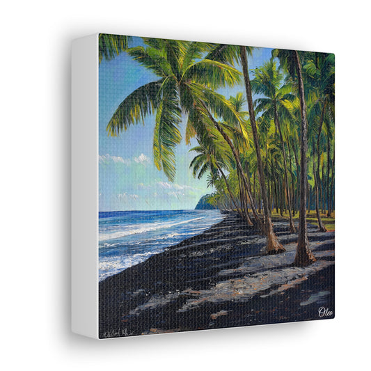 Tropical Paradise Oil Painting Print - Black Sand Beach