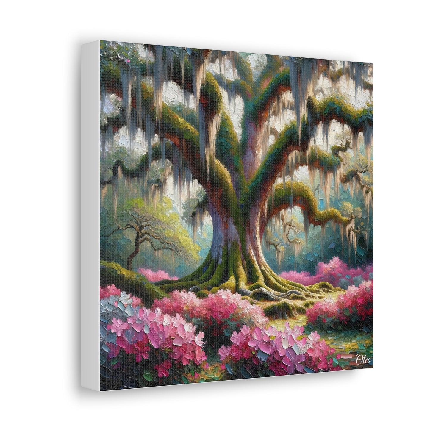 Majestic Oaks and Azaleas Oil Painting Canvas Print