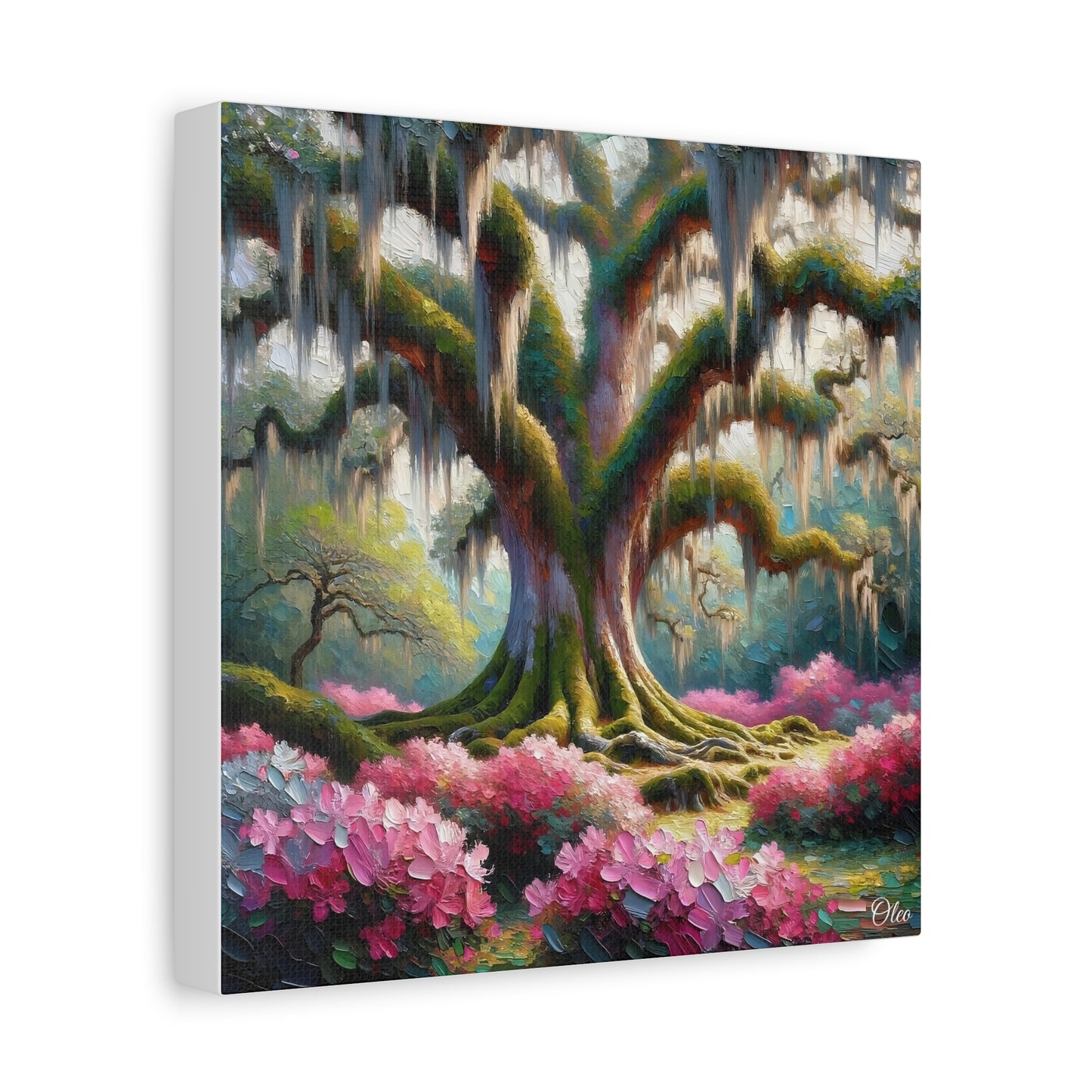 Majestic Oaks and Azaleas Oil Painting Canvas Print