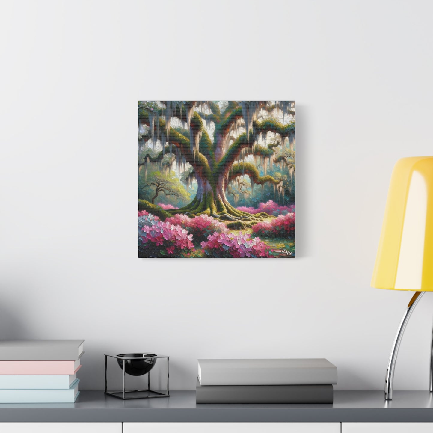 Majestic Oaks and Azaleas Oil Painting Canvas Print