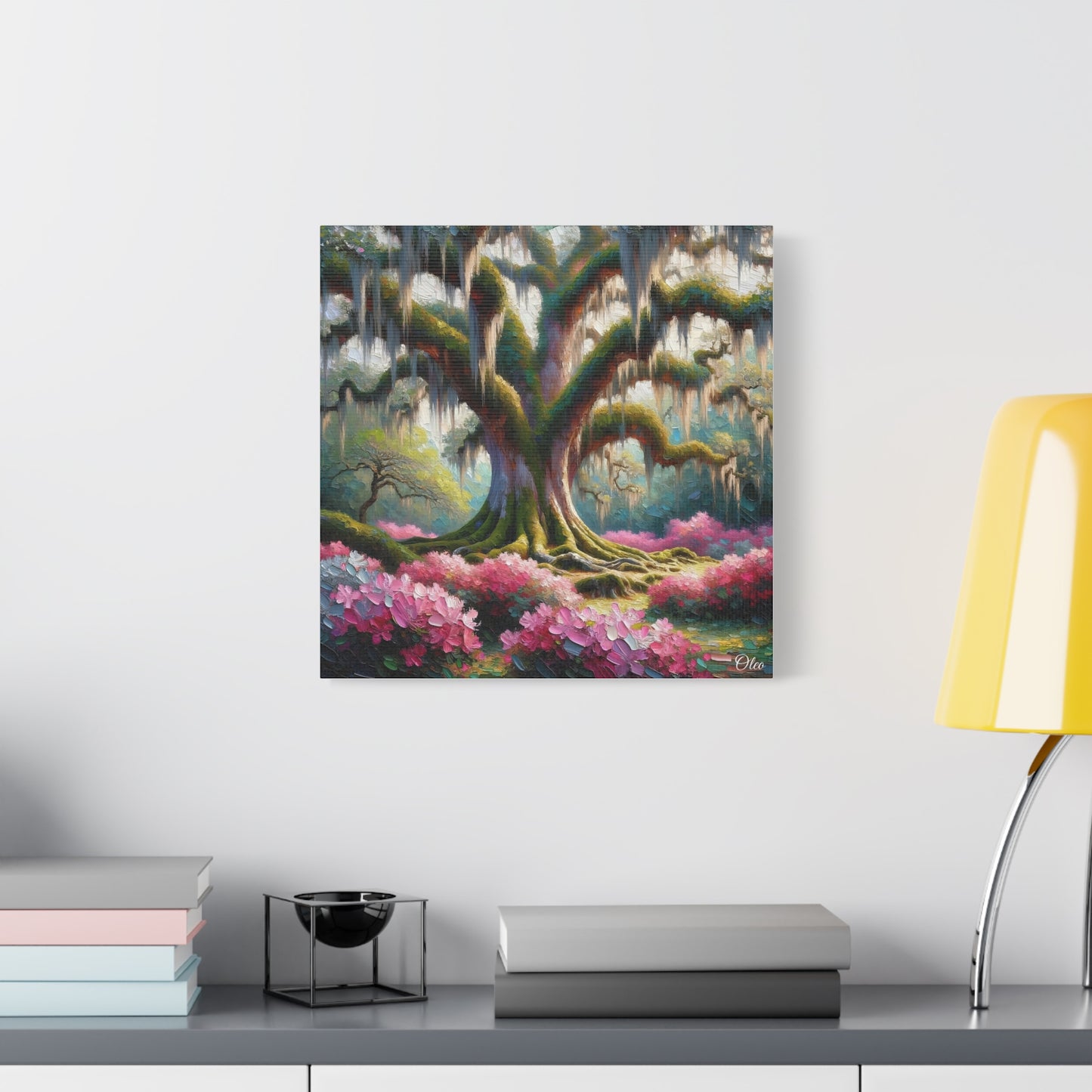 Majestic Oaks and Azaleas Oil Painting Canvas Print