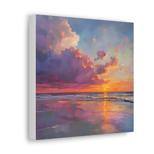 Captivating Sunset Beach Oil Painting Print