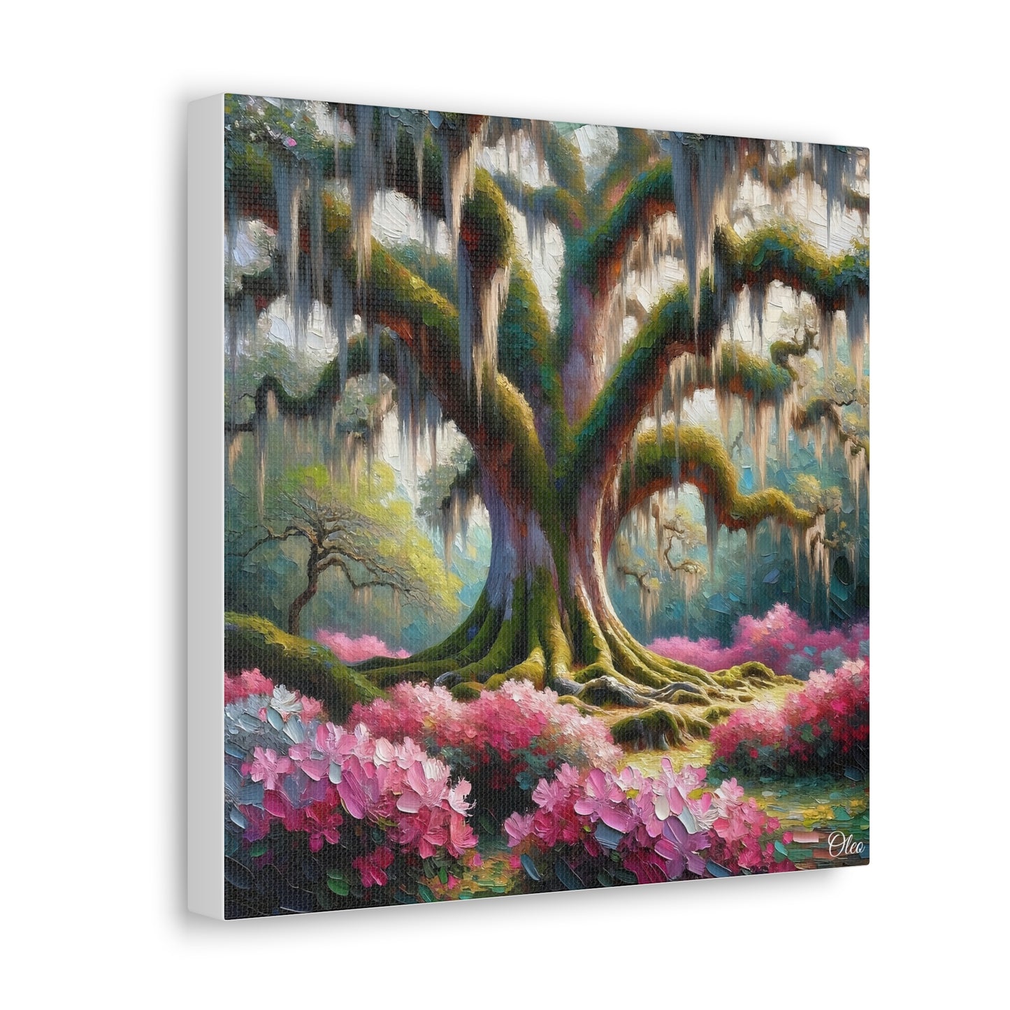 Majestic Oaks and Azaleas Oil Painting Canvas Print