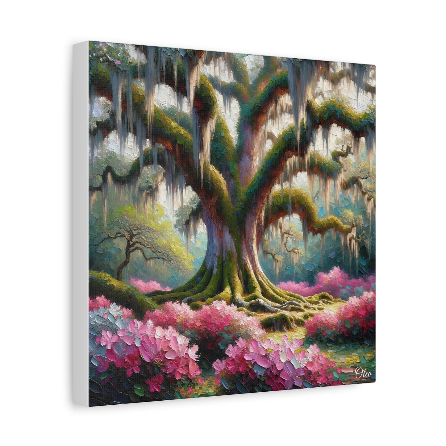 Majestic Oaks and Azaleas Oil Painting Canvas Print