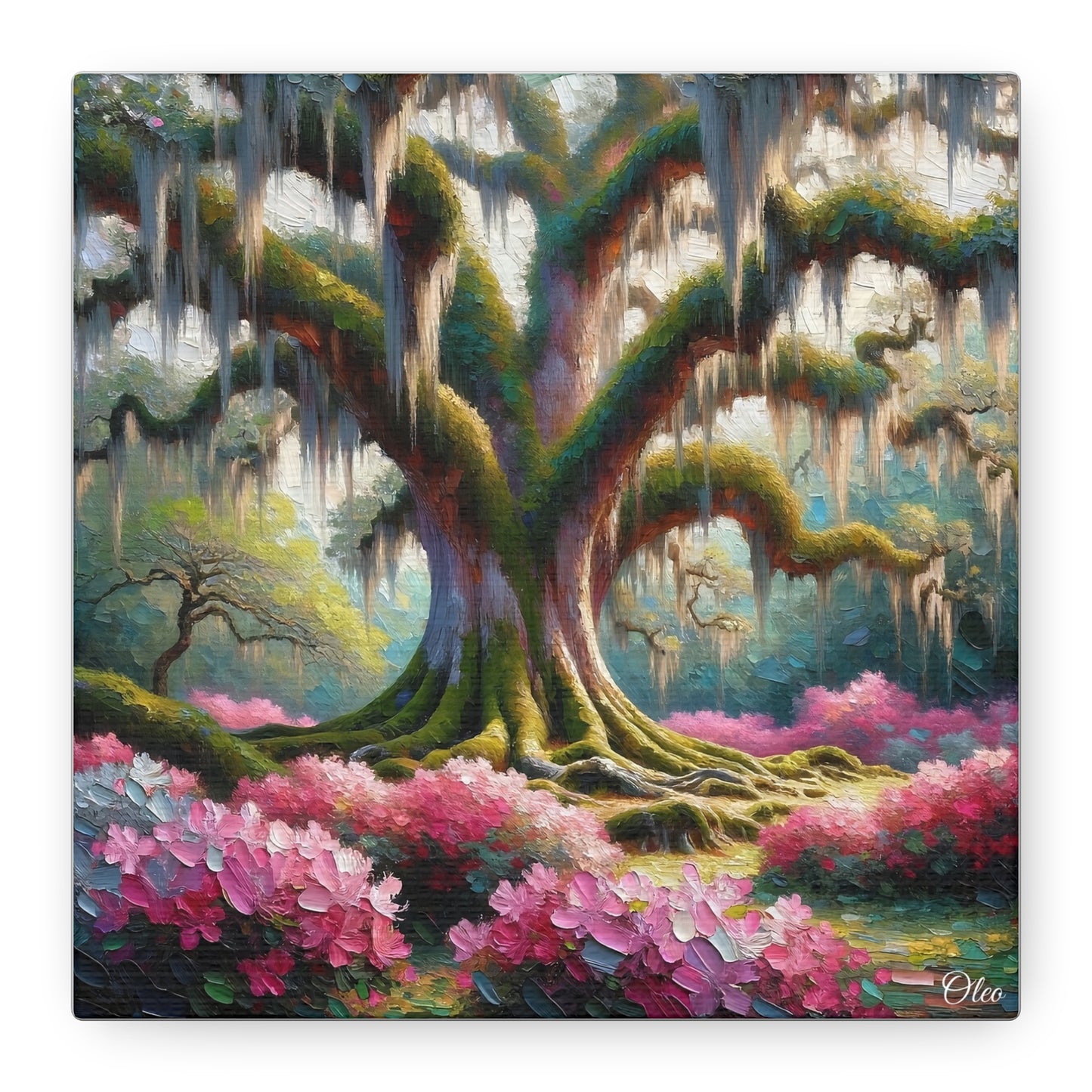 Majestic Oaks and Azaleas Oil Painting Canvas Print