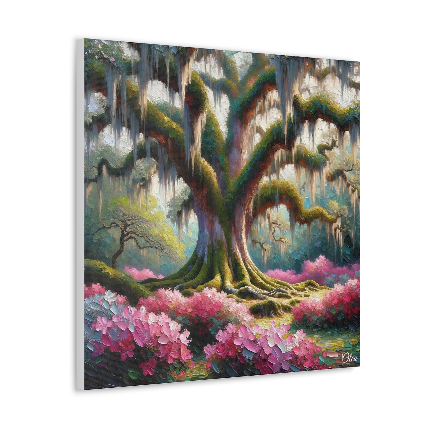 Majestic Oaks and Azaleas Oil Painting Canvas Print