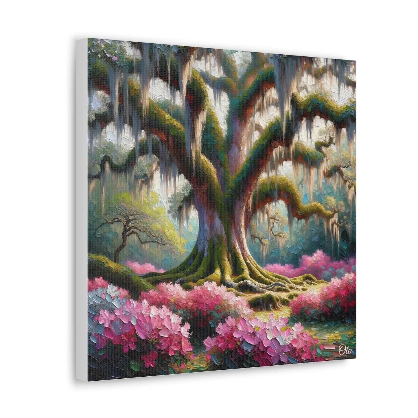 Majestic Oaks and Azaleas Oil Painting Canvas Print