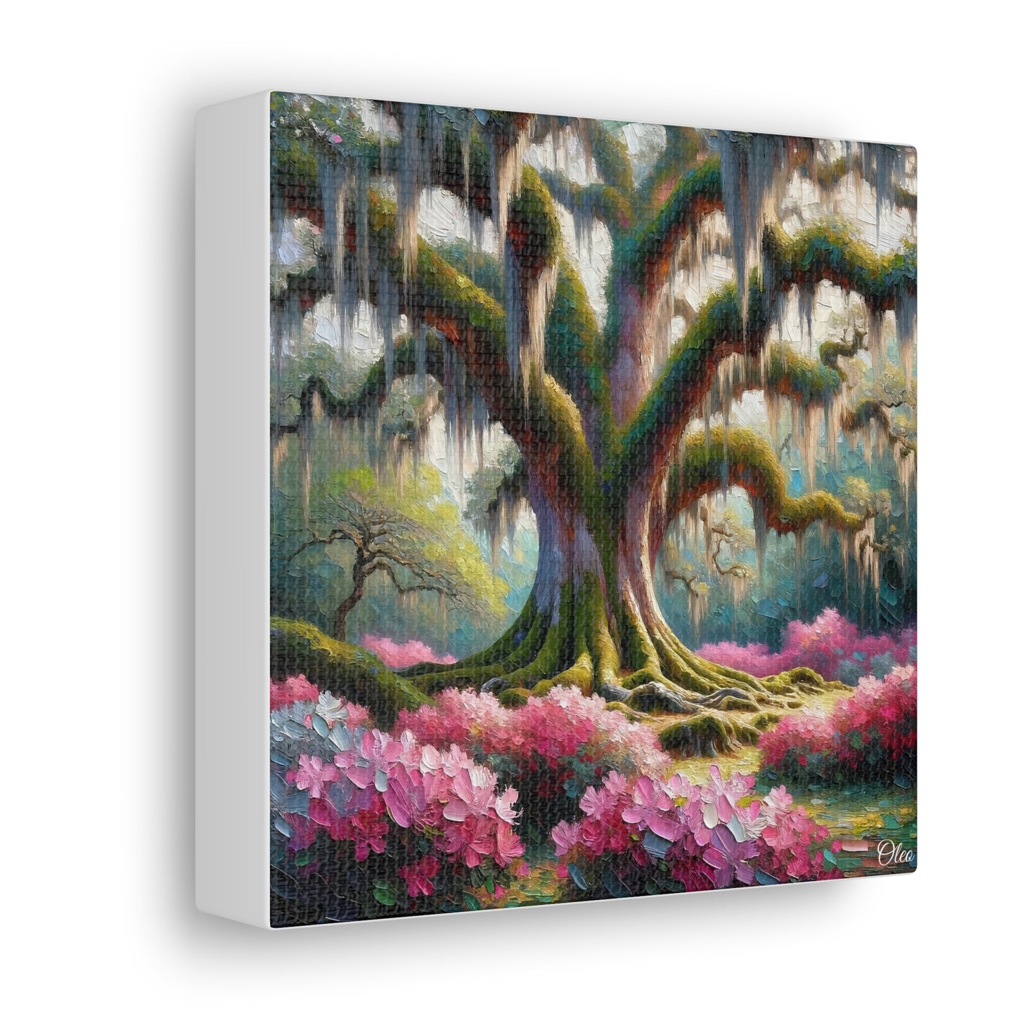 Majestic Oaks and Azaleas Oil Painting Canvas Print