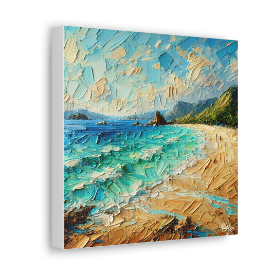 Vibrant Coastal Textured Oil Painting Print on Canvas