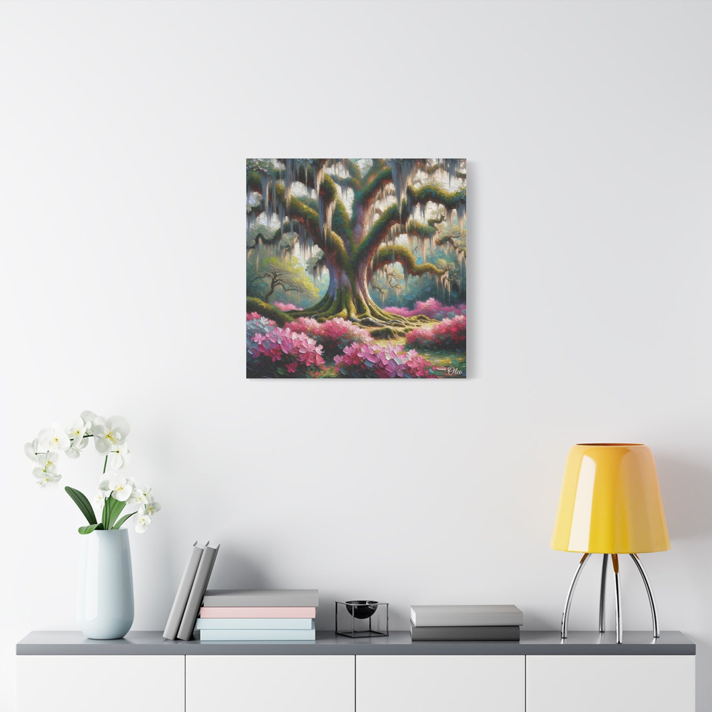 Majestic Oaks and Azaleas Oil Painting Canvas Print
