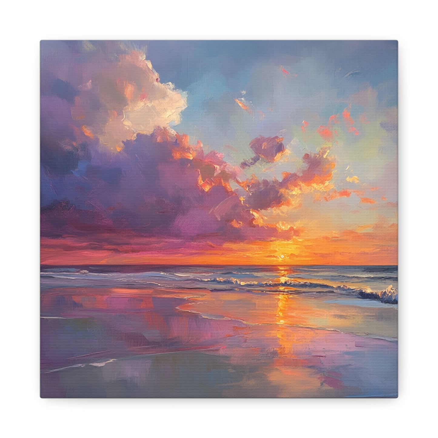 Captivating Sunset Beach Oil Painting Print