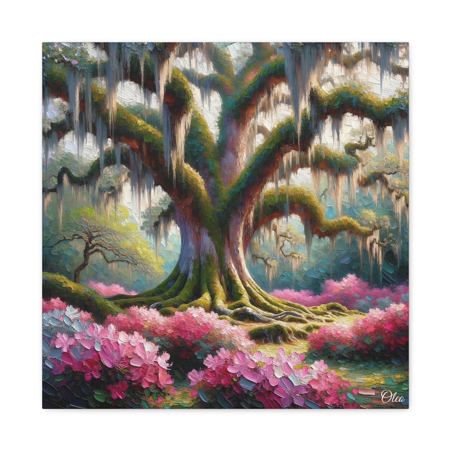 Majestic Oaks and Azaleas Oil Painting Canvas Print