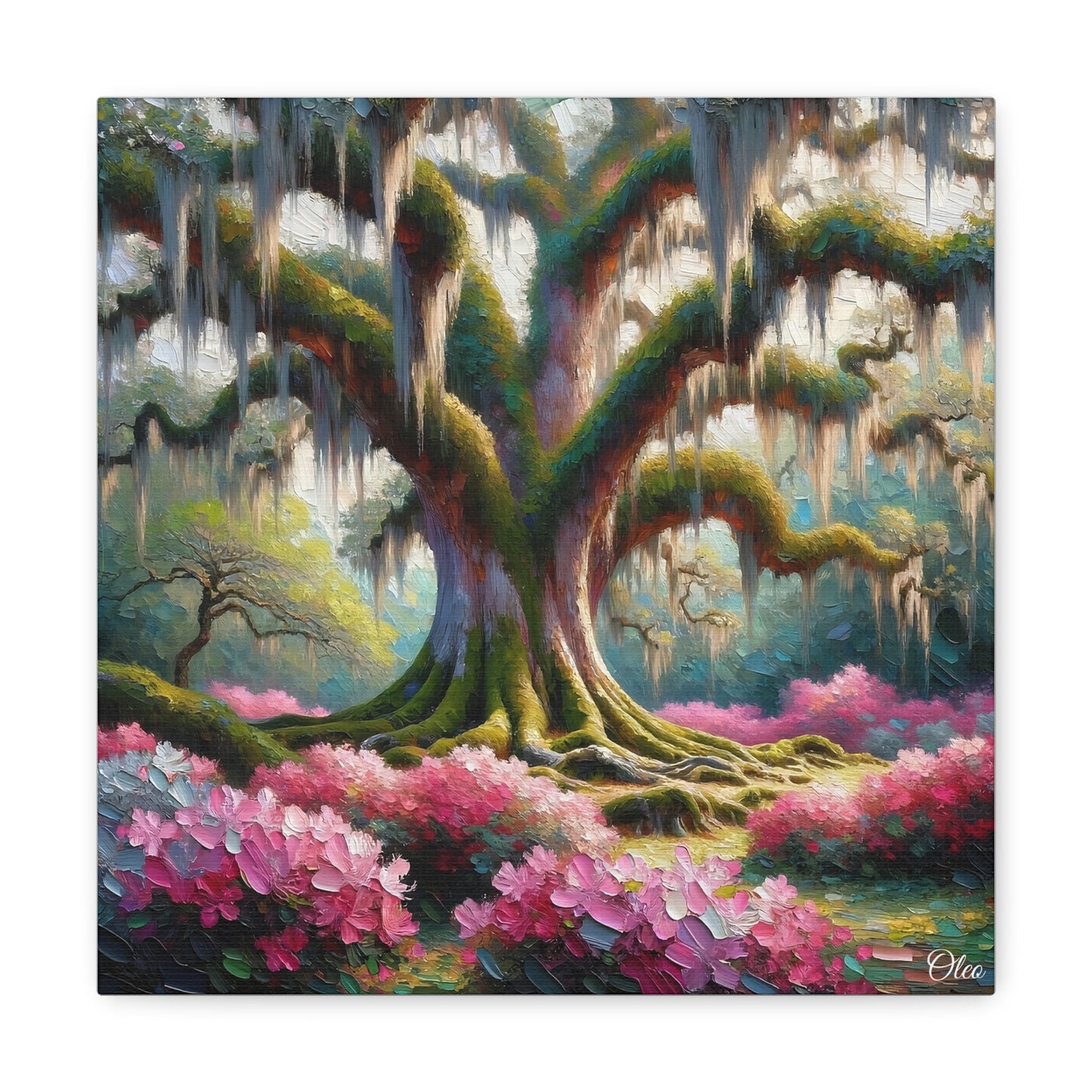 Majestic Oaks and Azaleas Oil Painting Canvas Print